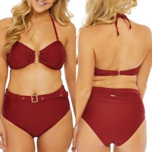 Nicole Miller Bandeau Bikini & High-Waist Bottoms